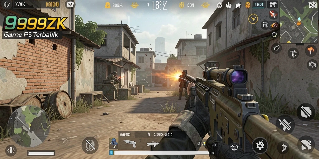 Tangkapan layar menunjukkan aksi seru dalam game FPS 999ZK.