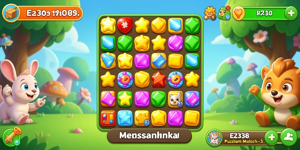 Tampilan gameplay menarik dalam game Match-3 EZ338.