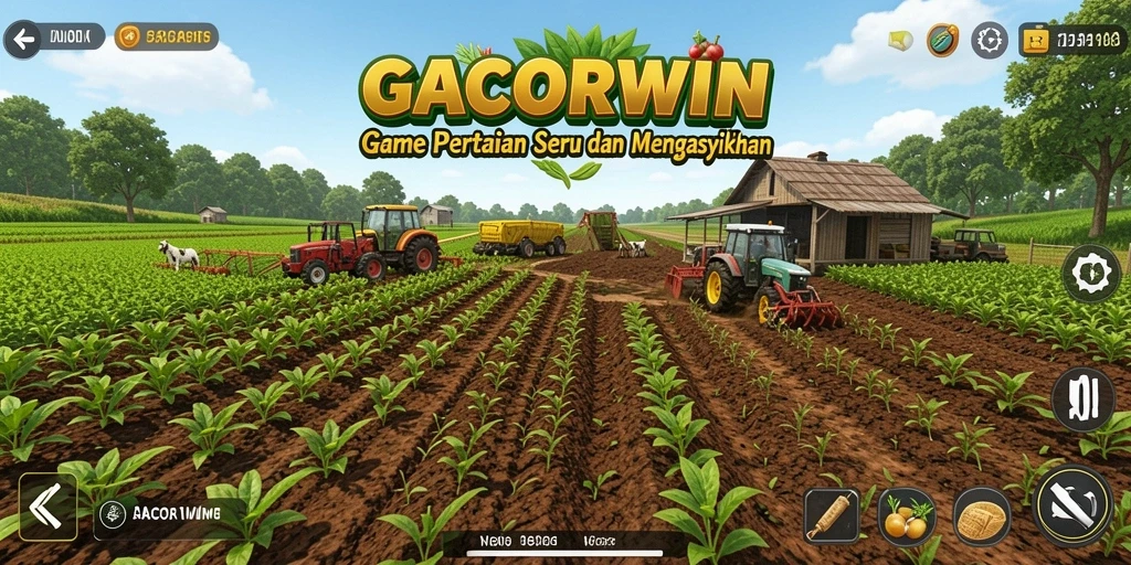 Screenshot GACORWIN menampilkan gameplay pertanian yang menyenangkan.