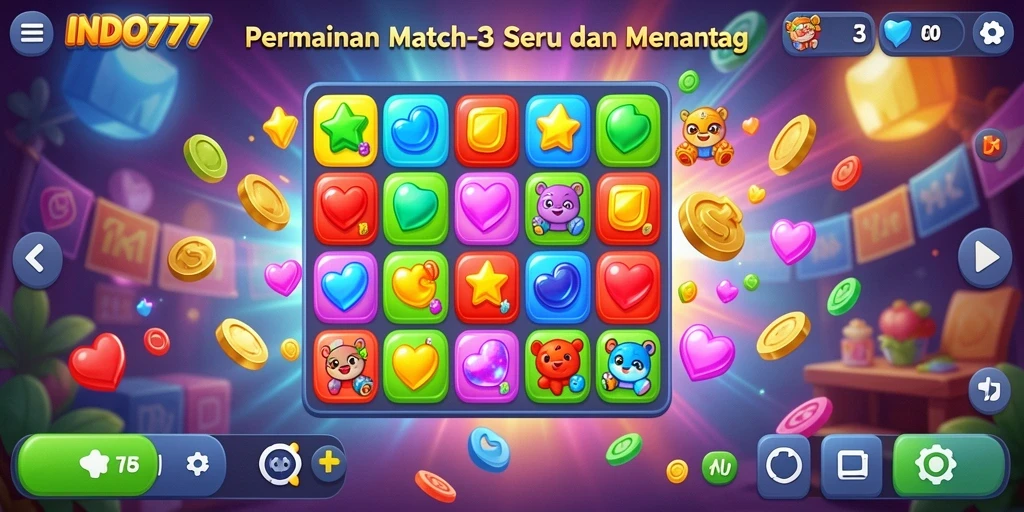 Tampilan gameplay INDO777 yang penuh warna dan menantang.