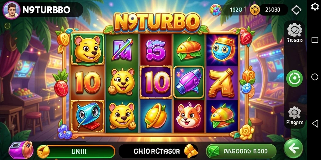 Gameplay mengasyikkan N9TURBO saat memutar gulungan Slot.