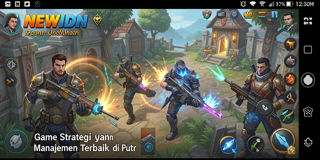Screenshot gameplay NEWIDN menampilkan pertempuran strategis yang mendebarkan.