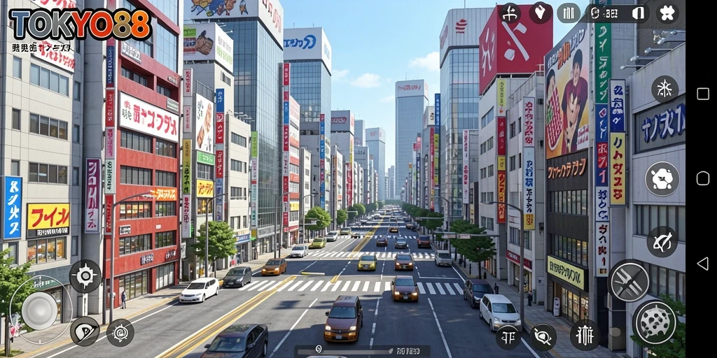 Gameplay interaktif di TOKYO88 yang menggambarkan kehidupan di Tokyo.