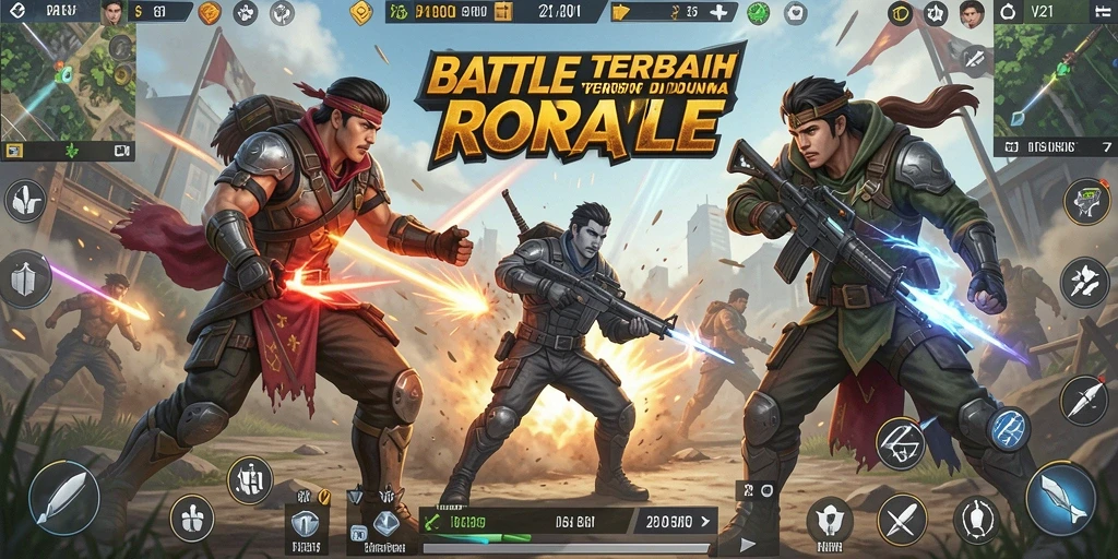 Gameplay V21 yang intens dan menegangkan dalam aksi Battle Royale.